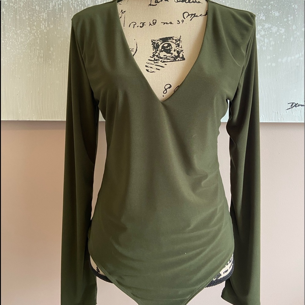 Fashion Nova olive green body suit.